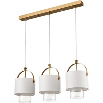 Подвес LUMION JANE 6593/3A MODERNI LN24 E14 3*40W 220V латунь/белый, металл/текстиль, стекло